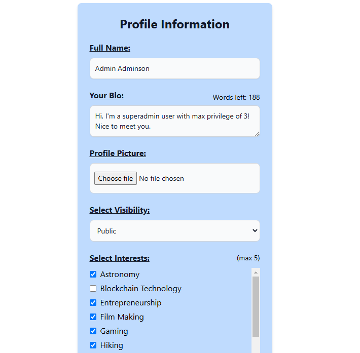 Profile Form