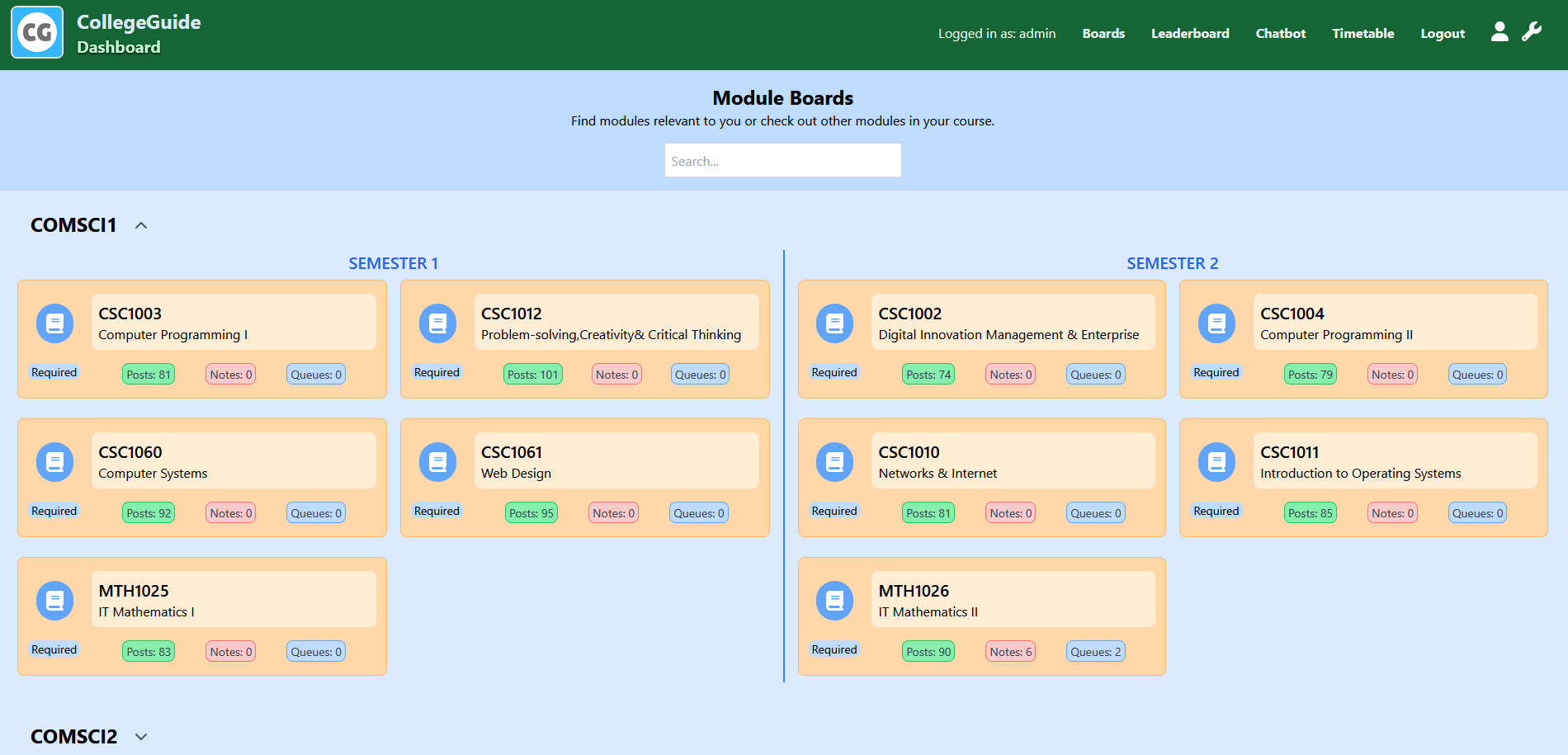 Community Board Selection Page