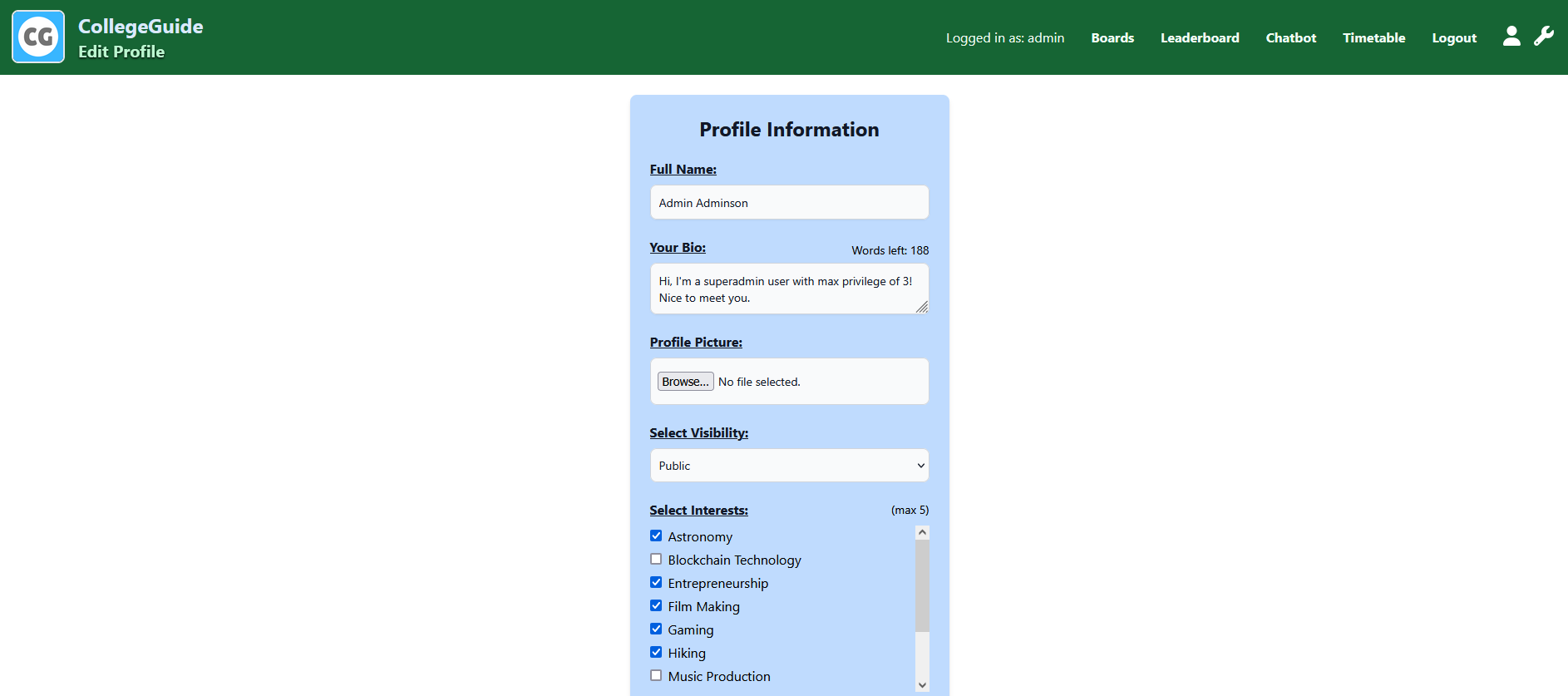 Edit Profile